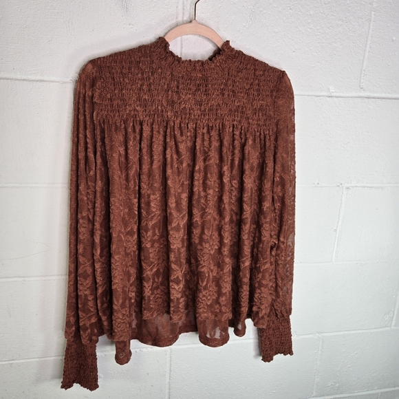 Anthropologie Deletta Amanna Rust Stretch Lace High Neck Blouse - Picture 15 of 15